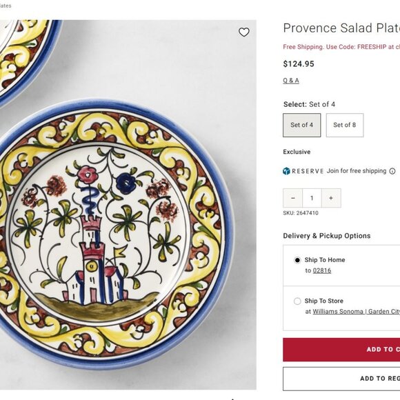Williams Sonoma Provence Castle Hand Painted Ceramic Salad Plated Portugal 4pcs - Picture 2 of 4